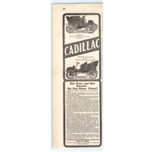1903 Print Ad Cadillac Model A & B Touring Car Detachable Tonneau Auto!